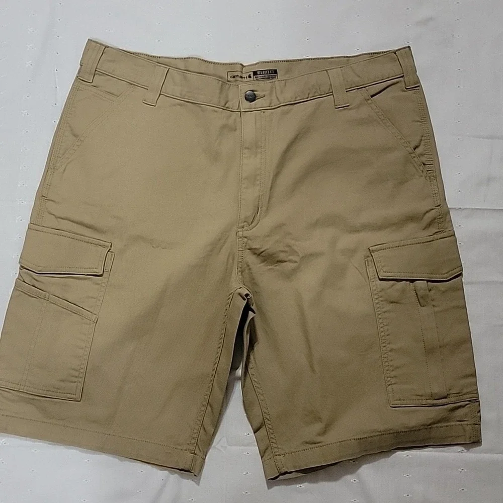 Carhartt Rugged Flex Relaxed Fit Canvas Cargo Work Shorts Tan BS3542-M Mens 40